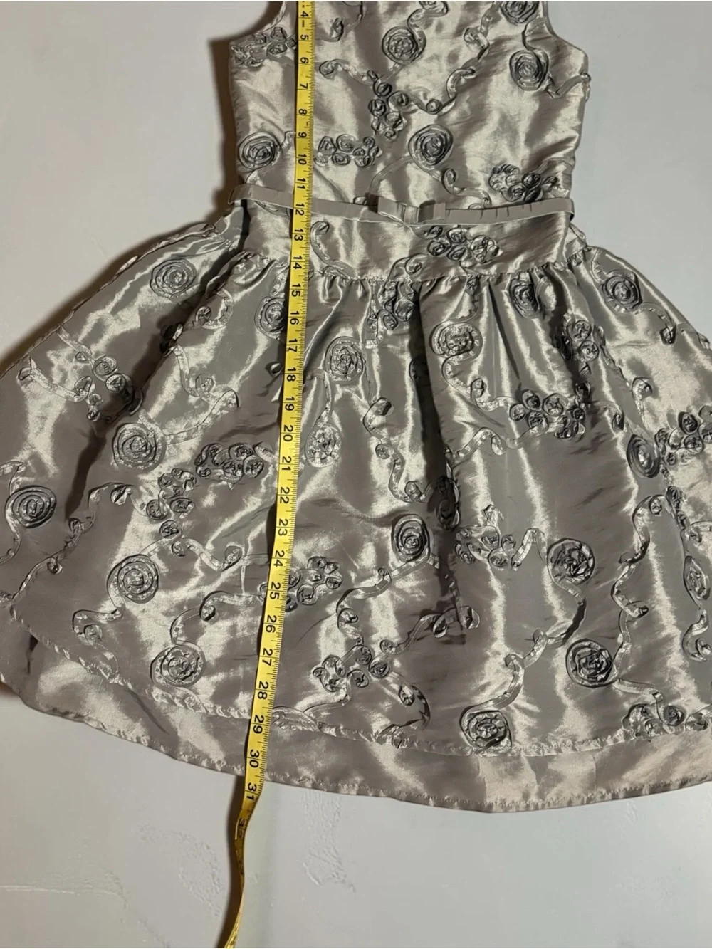 American Girl Silver Floral Embroidered Party Dress